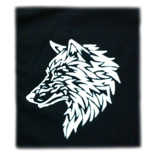 Camisola pintada à mão, desenho de lobo em branco